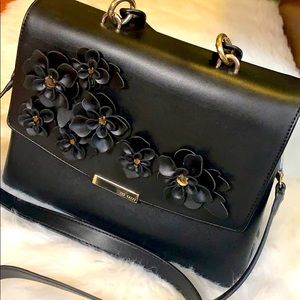 Ted Baker Black Purse w/ Flowers & Gold